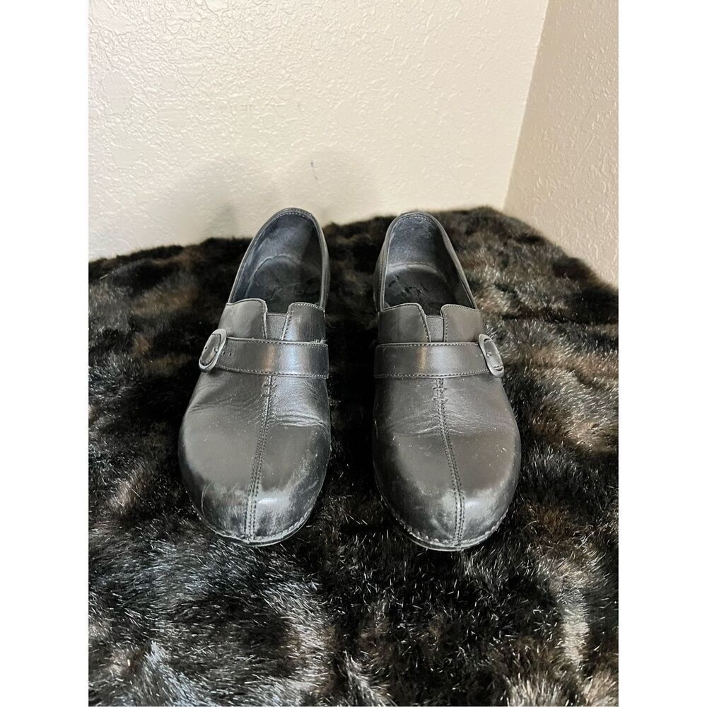 Dansko Solstice Clogs Black Leather Closed Back Shoes Women's 40 9.5